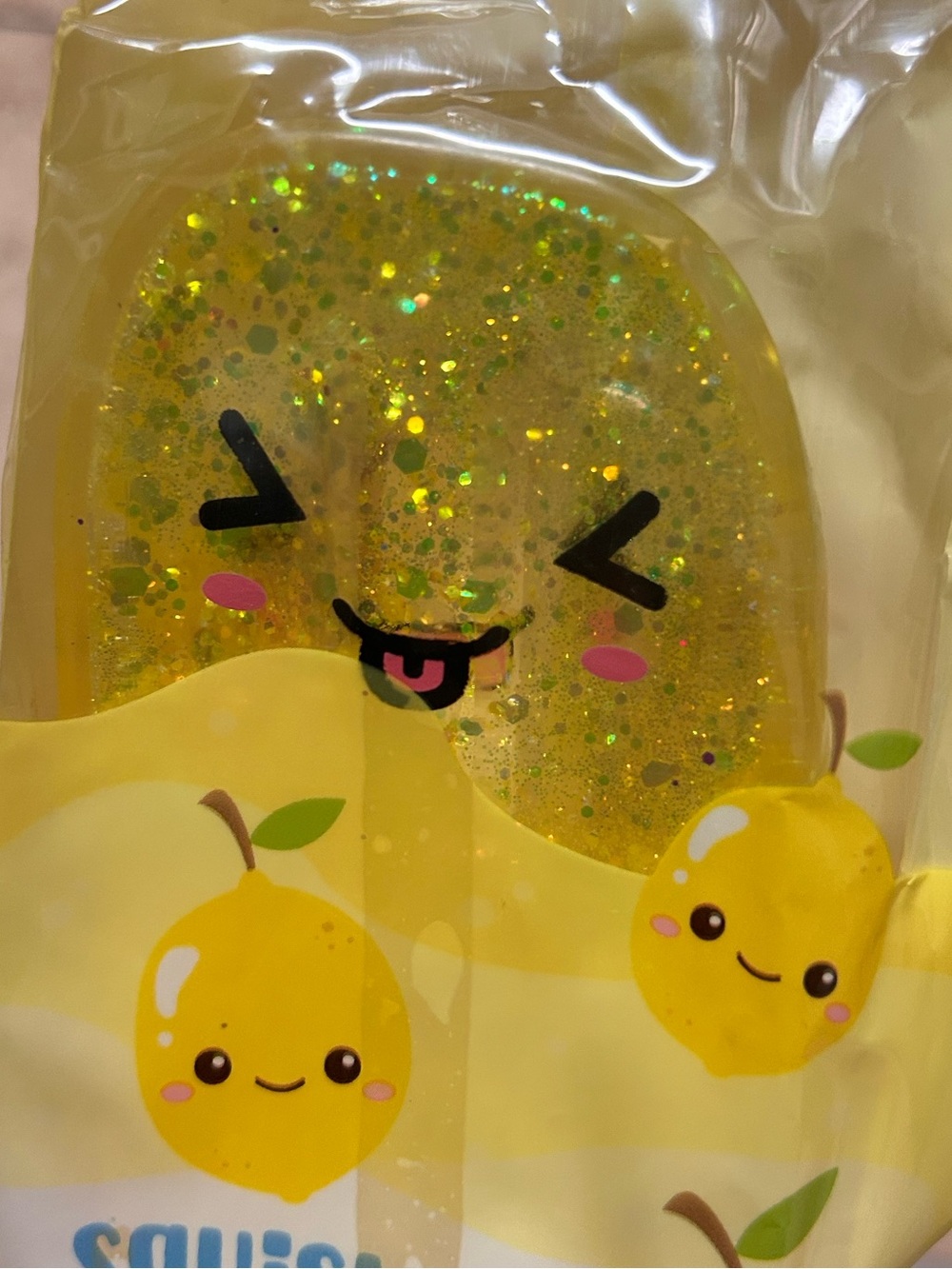 Keycraft Squishy Glitter Pop - Lemon Yellow Popsicle - Picture 2 of 4